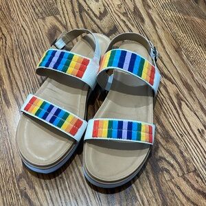 Soludos size 10 rainbow embroidery platform sandal